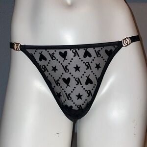 Victorias Secret Panties Very Sexy Brazilian Velvet Mesh Panty gold hardware 🆕